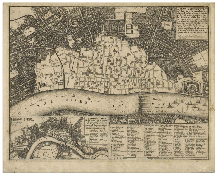 Scarce First Edition, First Printing Map of London Just After the Great Fire in 1666, by Wenceslaus Hollar